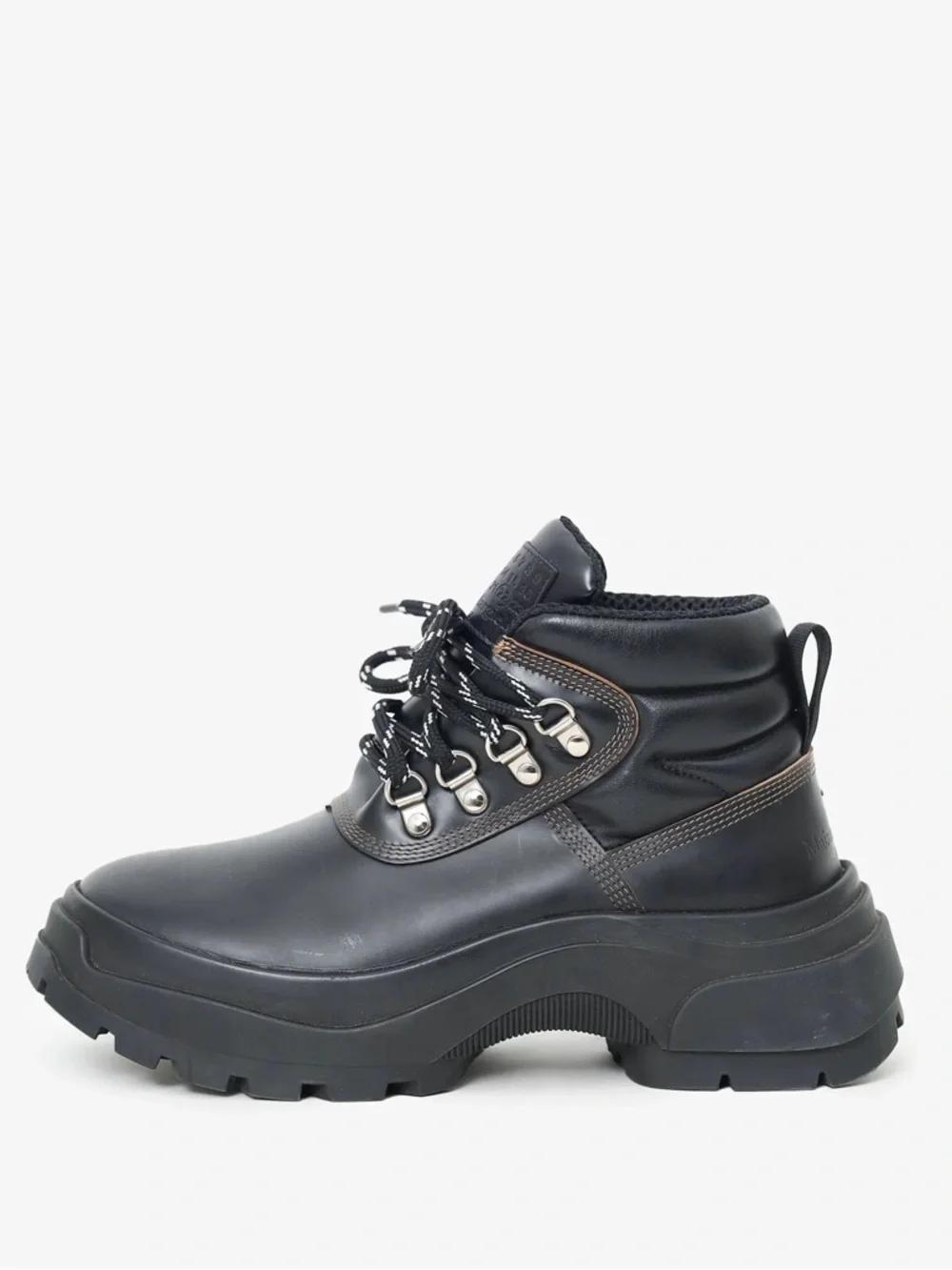 Maison Margiela Black Lug Sole Leather Hiking Boots Size 37